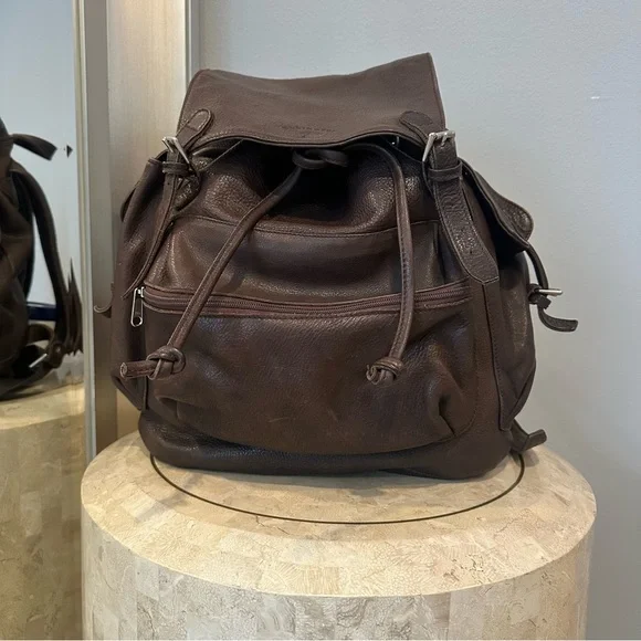 Ellington Vintage Leather Backpack Bucket Bag In Chocolate